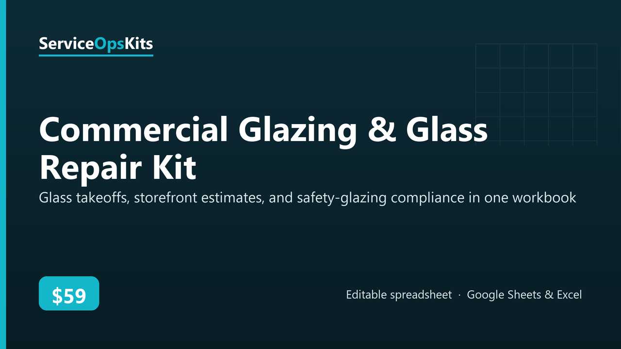 Commercial Glazing & Glass Repair Kit spreadsheet template