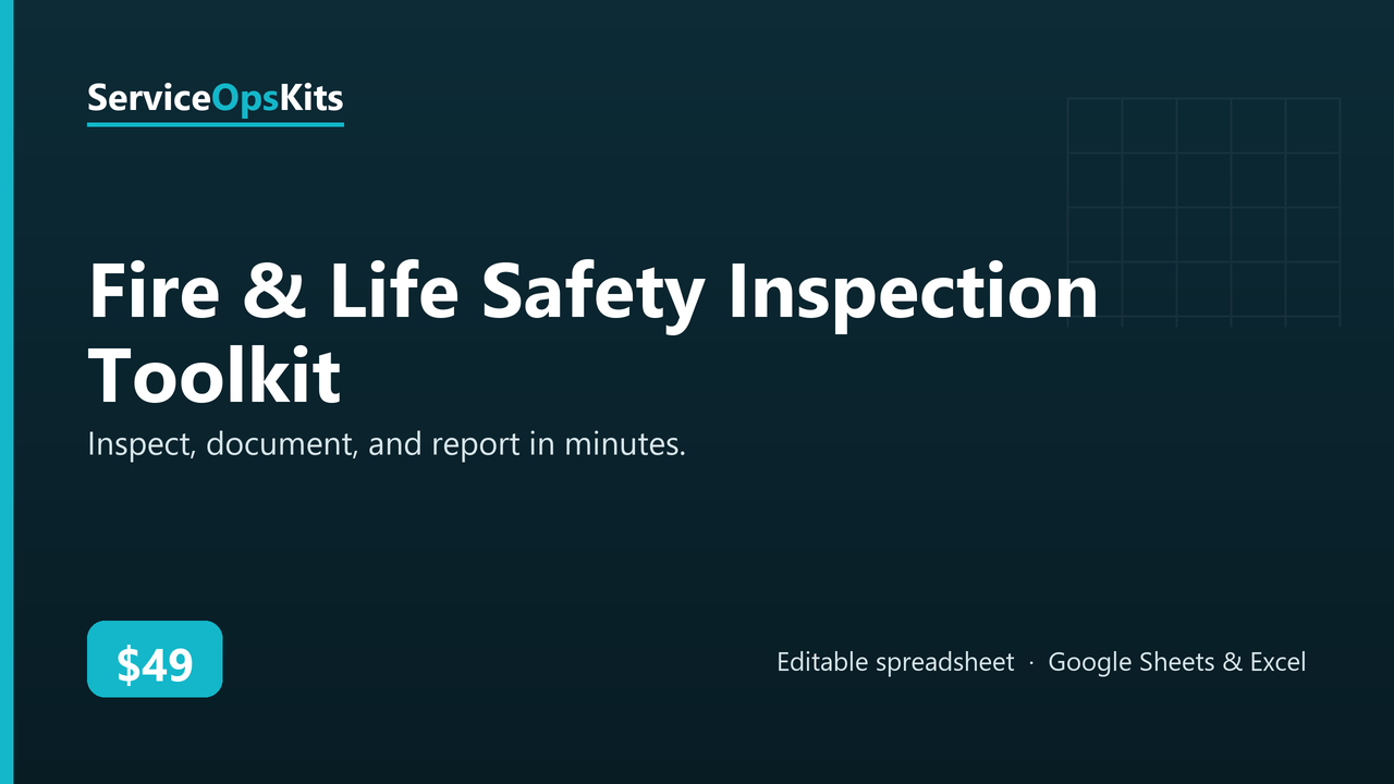 Fire & Life Safety Inspection Toolkit spreadsheet template